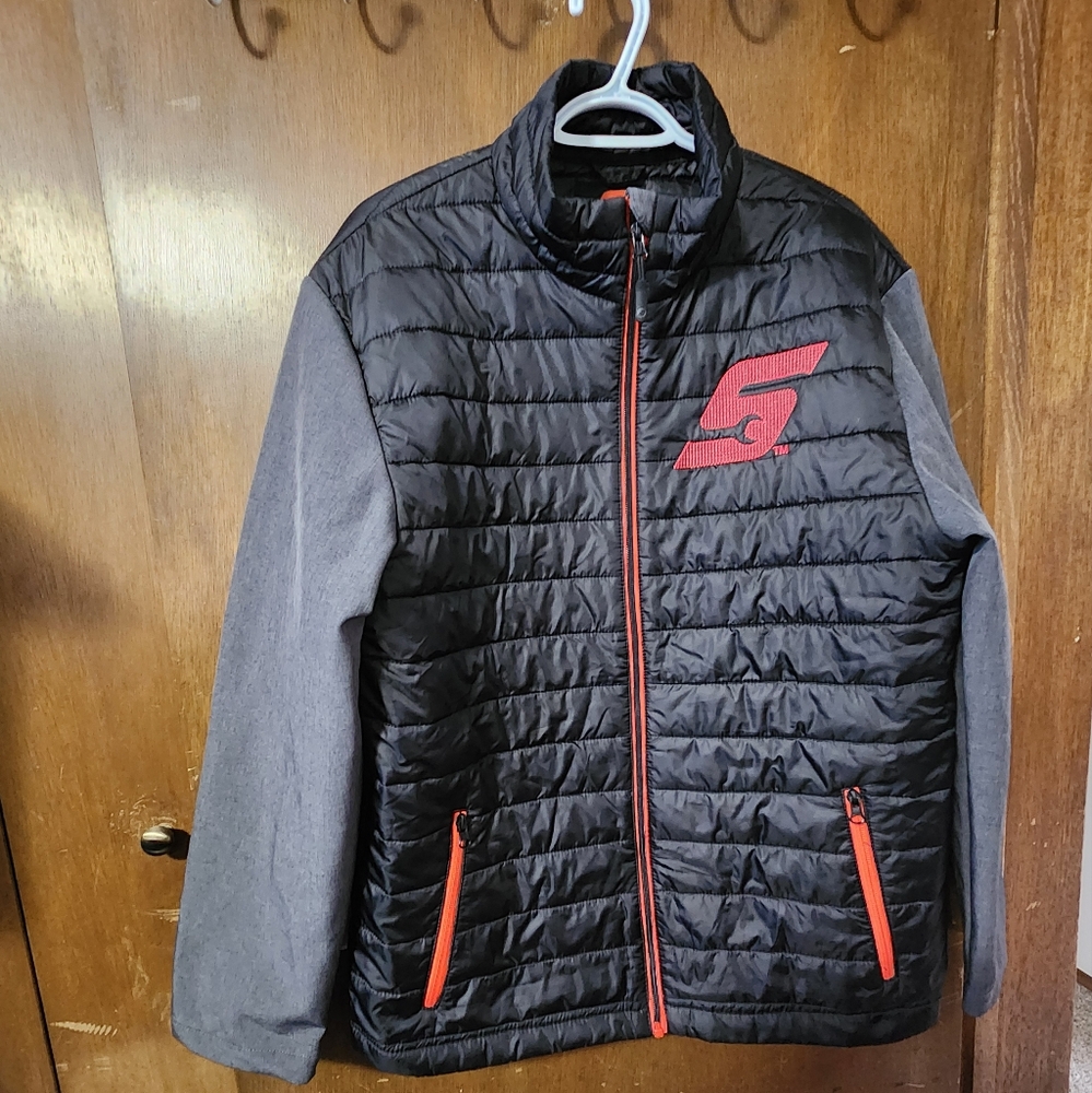 Snap On Tools Mens L Jacket Quilted Puffer Full Zip Lightweight Like New